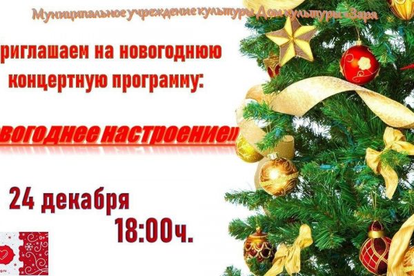 Дом культуры «Заря» приглашает 24 декабря на новогодний концерт